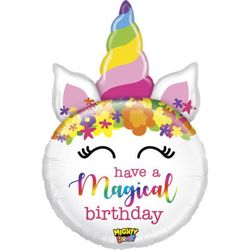 BALÓNEK fóliový hlava jednorožce Magical Birthday, 83 cm
