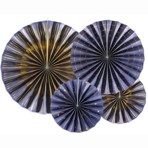 ROZETA dekorační tm.modrá se zlatým potiskem 4ks