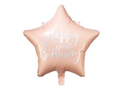 BALÓNEK fóliový Hvězda pudrově růžová Happy Birthday 40cm