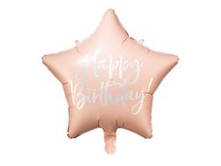 BALÓNEK fóliový Hvězda pudrově růžová Happy Birthday 40cm