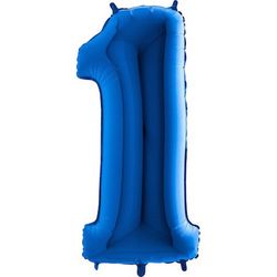 BALÓN ČÍSLO fóliový modrý 1 102 cm